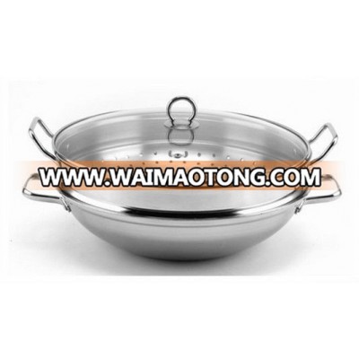 18/8 Chinese Stainless Steel Wok with Steamer set