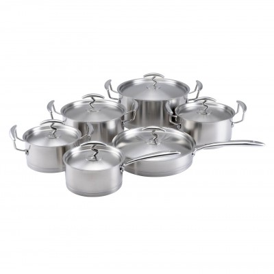 Rolled Edge Stainless Steel Casserole Cookware Cooking Pot Pan Set with C-Type Steel Cover and Welding Steel Handle