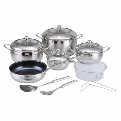 Stocked Feature and CE / EU Certification 12pcs Stainless Steel thomas inox cookware set inox cooking pot